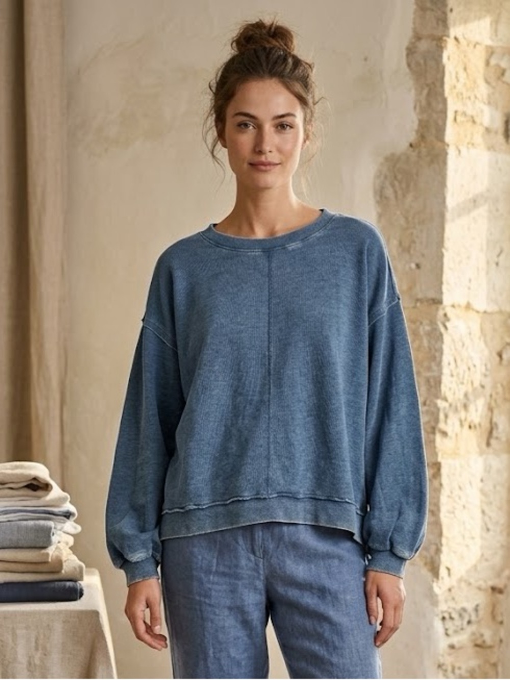 The Sweatshirt Project Crewneck Oversized Sweatshirt- Washed Blue